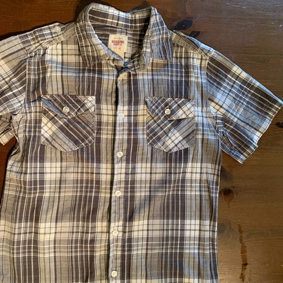 Mossimo Boys Short Sleeve Button Up Shirt Plaid Size M - Picture 1 of 3